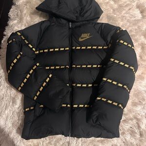 Nike Black Puffer Jacket with Yellow Details